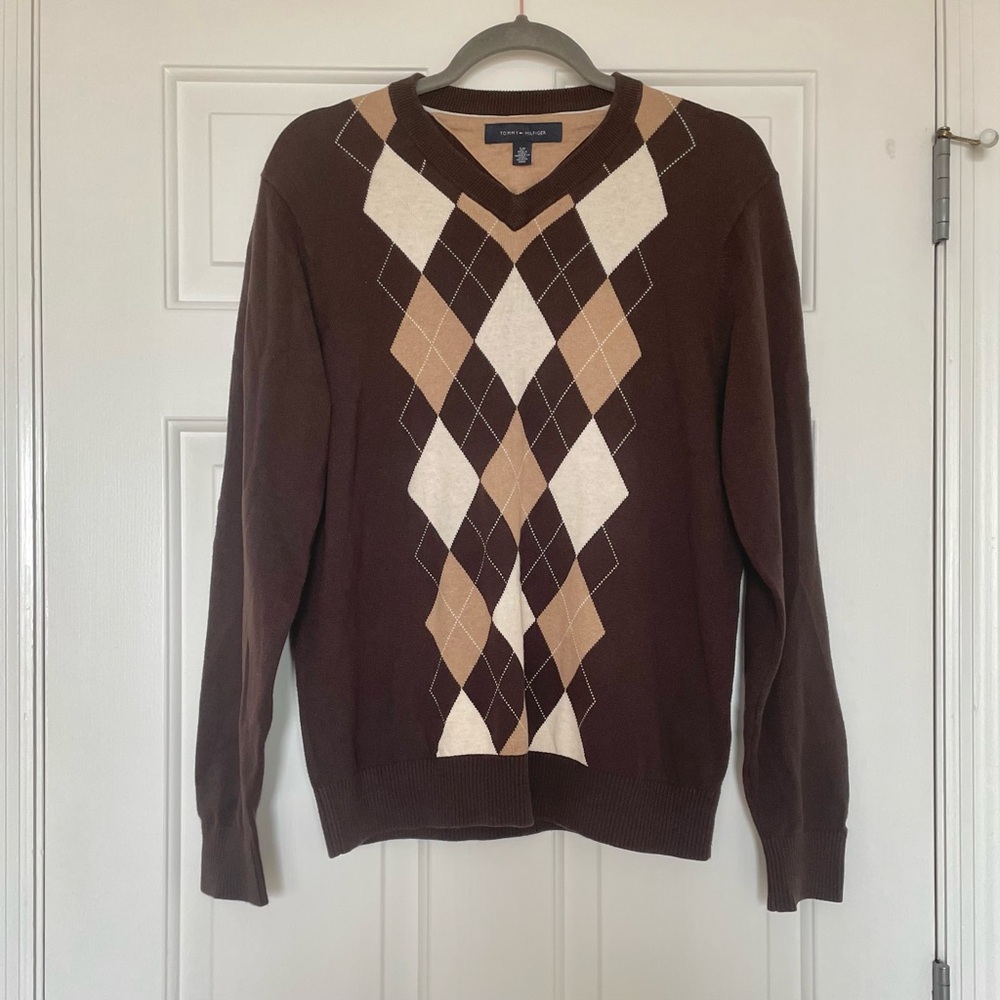 Tommy Hilfiger Argyle Sweater in Brown Size S